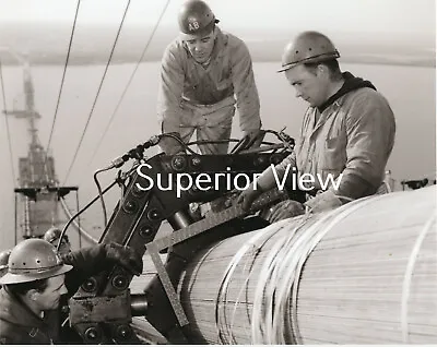 Mackinac Bridge Construction American Bridge Iron Workers Compressing Cables WOW • $8.99