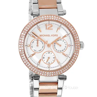 $99.72 • Buy MICHAEL KORS Womens Parker Multifunction Watch, White Dial, Rose Gold Two Tone