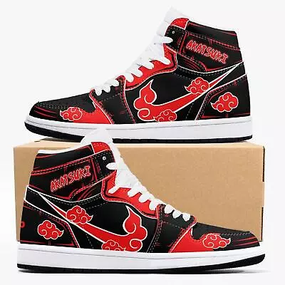 Custom Naruto Shippuden Akatsuki JD1 Anime Shoes Mid Top Sneakers • $129.99