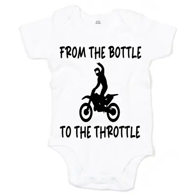 Personalised Moto Cross Rider Baby Body Vest Motorbike BIKE  Bottle Throttle • £8.99