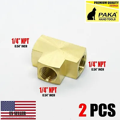 1/4 NPT Female Pipe Tee 3 Way Brass Fitting Fuel Air Water Oil Gas (2 PC) • $9.99