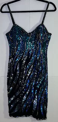 Alyce Designs Vintage Multicolor Sequined Beaded Cocktail Dress Sz 10 • $39