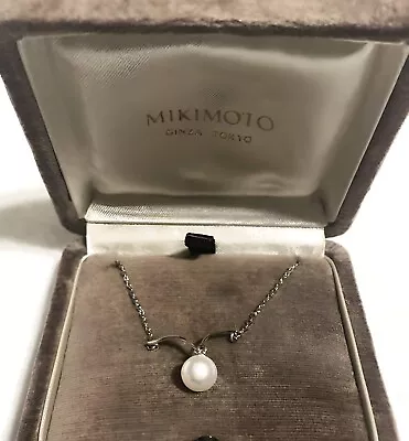 MIKIMOTO Necklace Akoya White Pearl 8mm Silver 925 Japan Pendant Chain Auth • $199