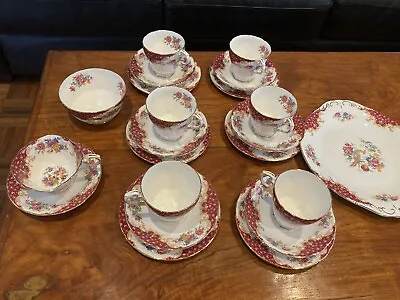 Vintage Tea Set From By Paragon In The Rockingham Red Birds Pattern. • $275