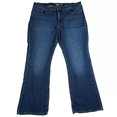 Lee Jeans Womens 16P 34x27 Blue Dark Wash Regular Fit Bootcut Mid Rise Stretch  • $23.99