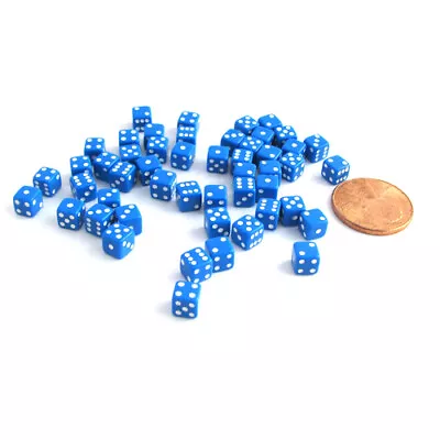 50 Six Sided D6 5mm .197 Inch Die Small Tiny Mini Miniature Blue Dice • $6.85