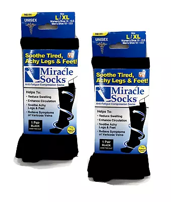 2X Miracle Anti-fatique Compression Socks For Men Or Women L/xl Black • $15.99