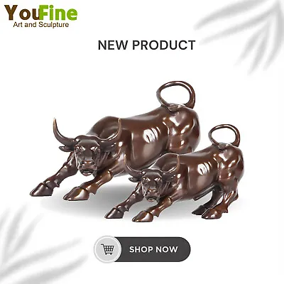 Bronze Wall Street Charging Bull Statue Casting Bull Bronze Sculpture Home Decor • $99.90