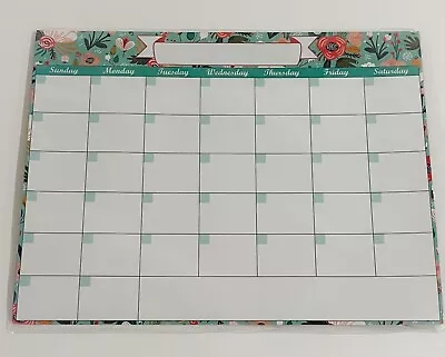 Refrigerator Magnetic Whiteboard Monthly Calendar W/ Flowers & Bonus To Do List • $6.21