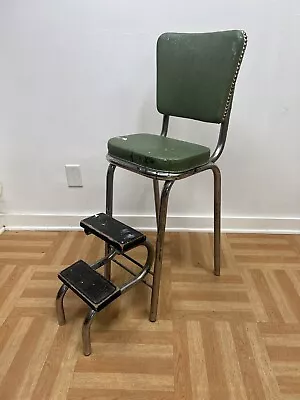 Vintage STEP STOOL Metal Folding Kitchen Steel Chair Mid Century Modern Cosco 50 • $69.99
