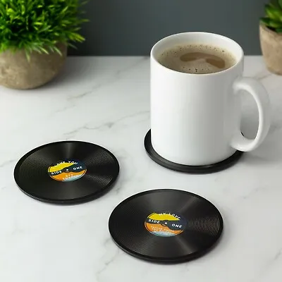 £3.99 • Buy Personalised Vinyl Record Coaster Round Printed Acrylic Drinks Coaster