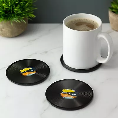 Personalised Vinyl Record Coaster Round Printed Acrylic Drinks Coaster • £3.99