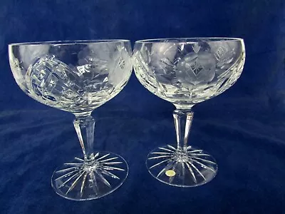 Vintage Made In Hungry Etched Crystal Stemware (2) EUC • $60