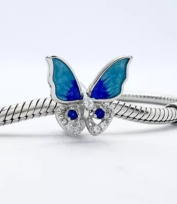 Butterfly Spacer Charm Bead Blue Insect Wings Genuine 925 Sterling Silver 💖 • £16.95