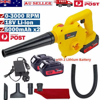 Cordless Leaf Blower Electric Handheld Dust Cleaner W/ Charger & Tube +2 Battery • $63.66