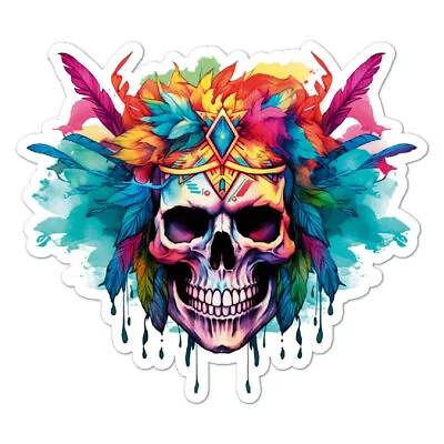 Mayan Incan Feather Skull Vinyl Decal Sticker Indoor Outdoor 3 Sizes #9351 • $5.95