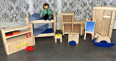 $44.99 • Buy BEDROOM LOT Ryans Room Melissa Doug Wood Dollhouse Furniture TOY BOX BED DRESSER
