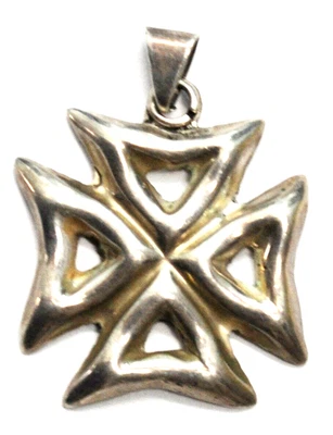 $19.99 • Buy Sterling Silver Mexico Maltese Cross Four Triangle Cutout Pendant 38mm X 29mm