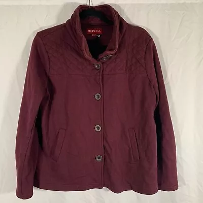 Merona Jacket Women’s XL Burgundy Button Up Jacket Pockets Cotton Blend • $13.99