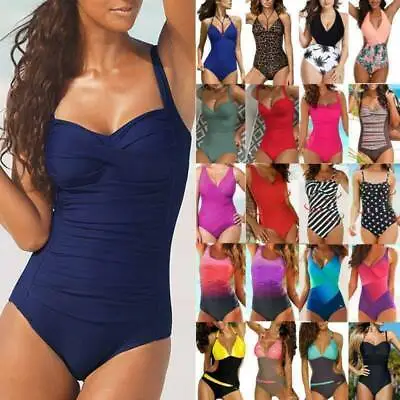 £13.19 • Buy Plus Size Womens Tummy Control Monokini Padded Bikini Swimming Costume Swimsuit.