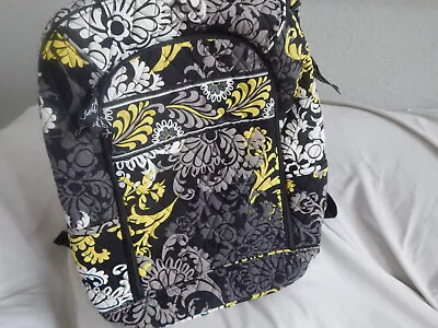 VERA BRADLEY Baroque TRAVEL Laptop Backpack Yellow Black Floral  BAG • $19.99