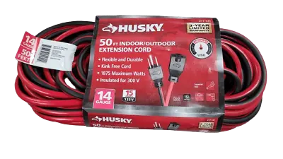 Husky 50 Ft. 14/3 Medium-Duty Indoor/Outdoor Extension Cord Red/Black • $26.99