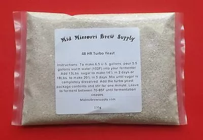 48 Hour Turbo Yeast 135g FREE SHIPPING!!! Moonshine Whiskey Distilling • $8.99