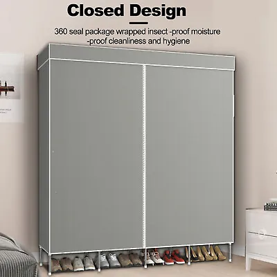 2023 Clothes Closet Large Wardrobe Portable Storage Cabinet Organiser With Shelf • $55.99