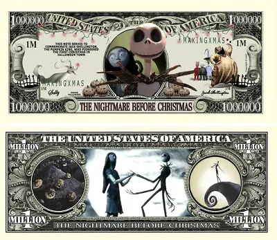  Disney The Nightmare Before Christmas Million Dollar Bill Banknote's • £2.49