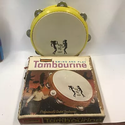 1967 EMENEE Tambourine Original Box Swing And Play Vintage Musical Instrument • $14.99
