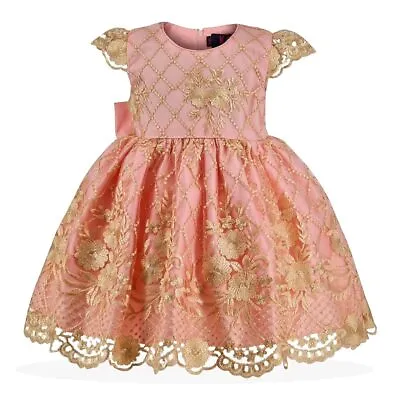 Flower Girls Bridesmaid Dress Baby Kid Party Wedding Embroidery Bow Princess UK • £24.99