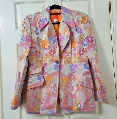 £250 • Buy CHRISTIAN LACROIX Bazar Designer Jacquard Floral Long Blazer Jacket 42 UK 14