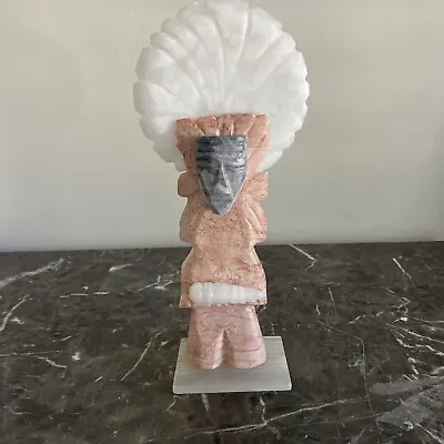 Hand Carved  Stone Art Sculpture Figurine Aztec Inka Mayan Warrior Style Statue • $69.95