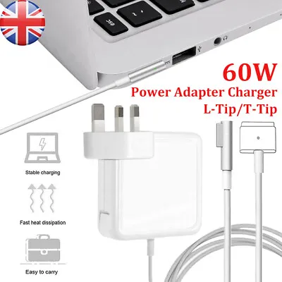 Power Charger Adapter For Magsafe1&2 For MacBook Air / Pro60W AC L-Tip T-Tip Hot • £13.93