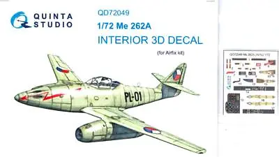 Quinta Studios 1/72 MESSERSCHMITT Me-262A 3D DECAL COLORED INTERIOR SET Airfix • $5.99