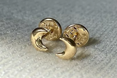 18k Solid Real Gold Earrings: Moon Earrings • Screw Back • $90