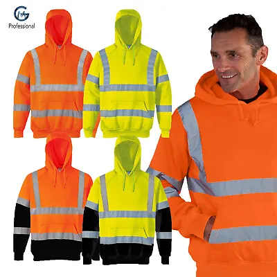 £17.99 • Buy Hi Vis Viz Hoodie High Visibility Hoody Men Pullover Orange Yellow Workwear