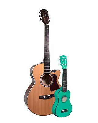 MONTEREY - Acoustic Electric W/ Cutaway & Tuner (RRP: $249) W/ Free Uke • $103.20