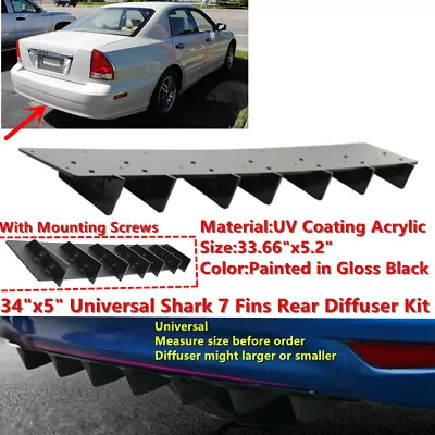 34x5  Fit For 1999-2004 Mitsubishi Diamante Rear Bumper 7 Fins Diffuser Splitter • $51.54