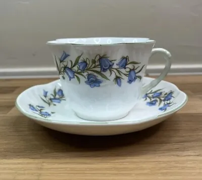 Vtg Crown Staffordshire Tea Cup & Saucer English Bone China Bluebell Pattern • $20.25