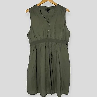 H&M Mama Safari Maternity Dress Women’s Size XL Army Green Mini Airy Sleeveless • $19.24