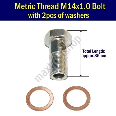 M14x1.0 M14 Banjo Bolt Metric Threaded Fitting 14mm W/ Washers Screw Fine Pitch • $4.99