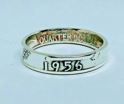 Coin Ring Handmade From US SILVER QUARTER 1940-1964 SIZES 4-8.5  THIN BAND • $29.99