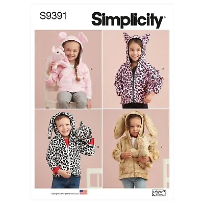 £9.85 • Buy SIMPLICITY Sewing Pattern 9391 Childs Toddlers Jackets & Animal Plush Toy 1/2-4