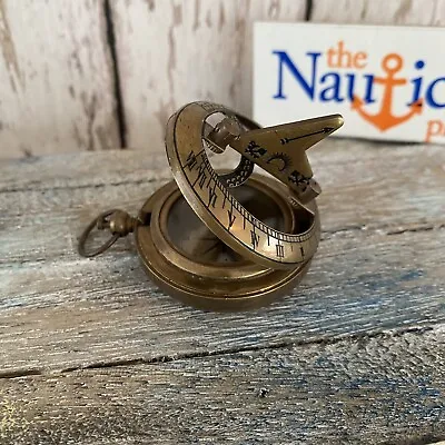 $17.97 • Buy Antique Finish Brass Sundial Compass - Small Pocket Style - Nautical Pendant