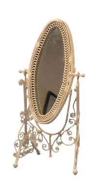 Dolls House White Wire Cheval Dressing Mirror Miniature Bedroom Furniture 1:12 • $17.67