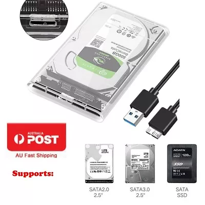 Transparent Hard Drive Enclosed USB 3.0 For 2.5  SATA I/II/III HDD SSD Case Disk • $9.49