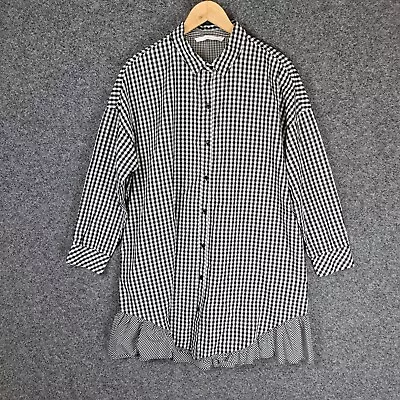 Zara Trafaluc Womens Dress Size XL Black White Gingham Check Pockets • £15.44