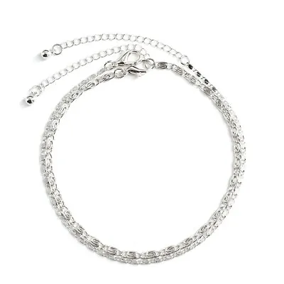 UK Women Ankle Bracelet 925 Plated Silver Anklet Foot Chain Boho Beach Beads Set • £3.49