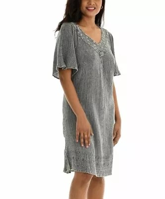 MSRP $58 Shoreline Light Gray Crepe V-Neck Shift Dress Size S/M • $16.33